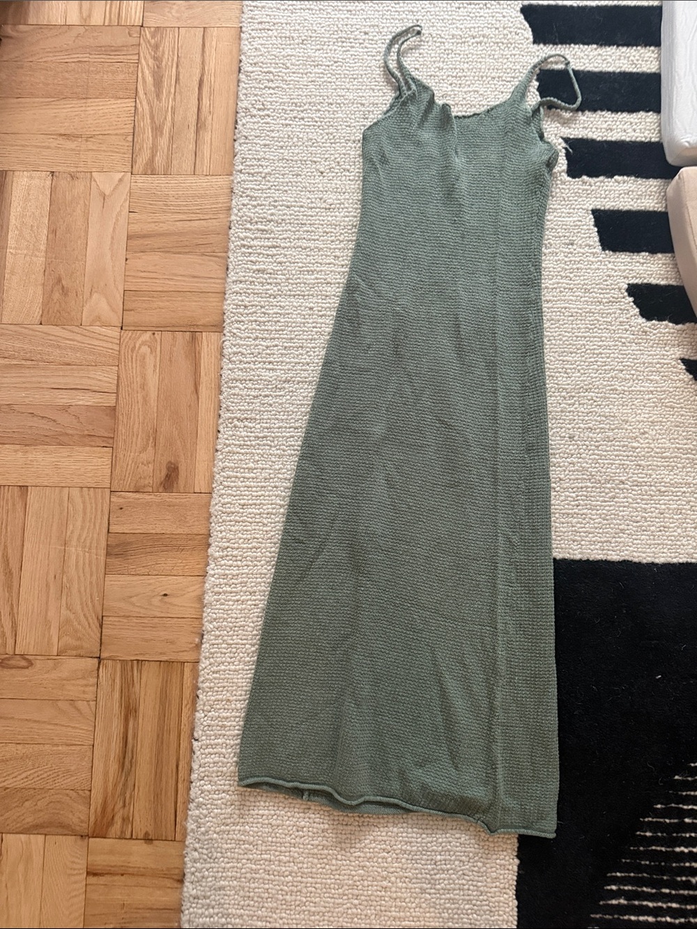 Onia Sage Green Knit Slip Maxi Dress